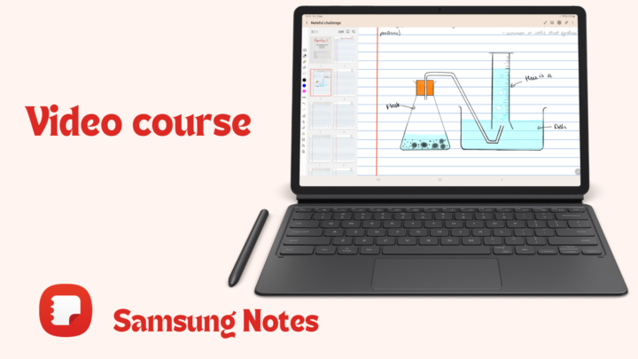 A galaxy tab S showing handwritten notes in Samsung Notes