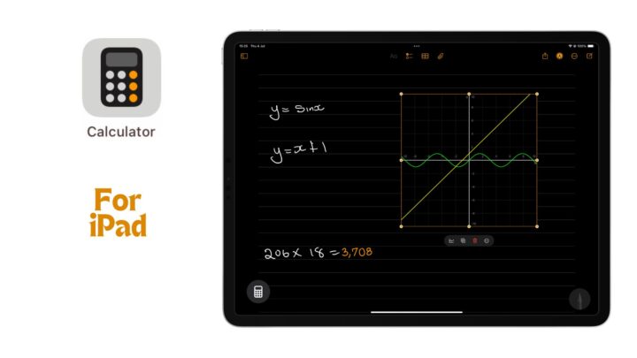 Image shows some handwritten calculations on the iPad in Maths Notes.